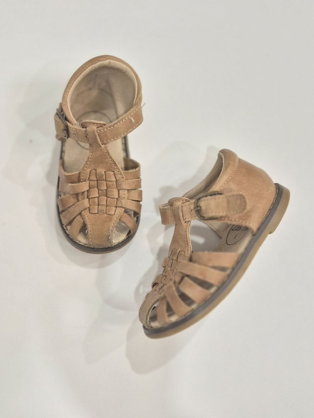 Oak And The Little Folk Tan Woven Leather Sandal